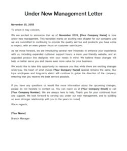 Under New Management Letter Template